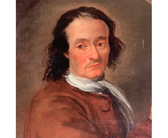 Portrait of a middle-aged man with a hunchback