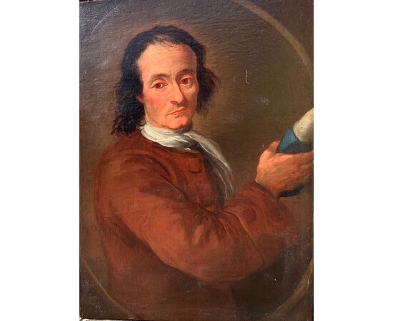 Portrait of a middle-aged man with a hunchback