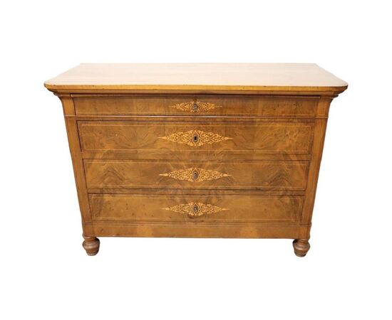 Antique inlaid chest of drawers, 19th century