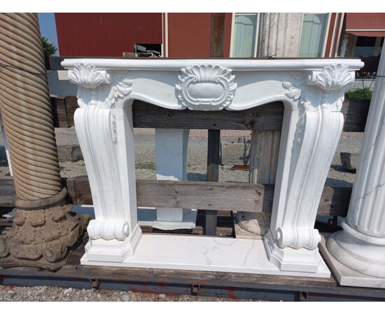 White marble fireplace surround