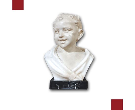 SCULTURA CON BAMBINO SORRIDENTE FINE DEL XIX SECOLO