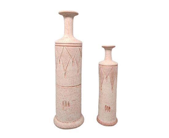 1970s Amazing Pair of Vases in Ceramic in Antique Pink Color. Made in Italy