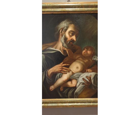 OLIO SU TELA DEL  600 SAN GIUSEPPE CON BAMBINO-VENETO OLIO SU TELA DEL  600 SAN GIUSEPPE CON BAMBINO-VENETO