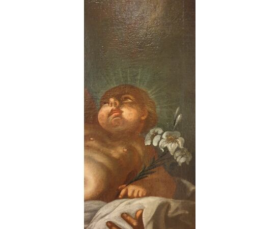 OLIO SU TELA DEL  600 SAN GIUSEPPE CON BAMBINO-VENETO OLIO SU TELA DEL  600 SAN GIUSEPPE CON BAMBINO-VENETO