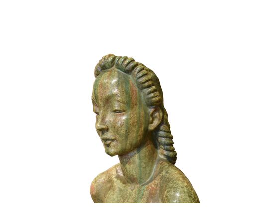 Scultura in terracotta invetriata, Manifattura Lenci su modello di Helen König Scavini, Nuda, 1927-36 circa Scultura in terracotta invetriata, Manifattura Lenci su modello di Helen König Scavini, Nuda, 1927-36 circa