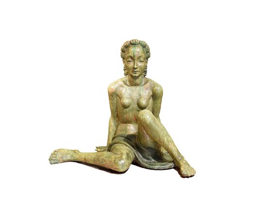 Scultura in terracotta invetriata, Manifattura Lenci su modello di Helen König Scavini, Nuda, 1927-36 circa Scultura in terracotta invetriata, Manifattura Lenci su modello di Helen König Scavini, Nuda, 1927-36 circa