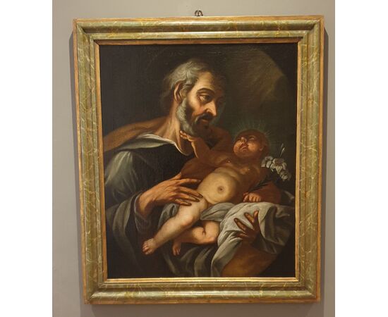 OLIO SU TELA DEL  600 SAN GIUSEPPE CON BAMBINO-VENETO OLIO SU TELA DEL  600 SAN GIUSEPPE CON BAMBINO-VENETO