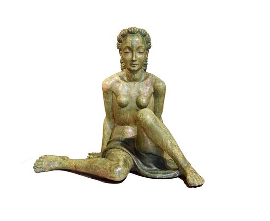 Scultura in terracotta invetriata, Manifattura Lenci su modello di Helen König Scavini, Nuda, 1927-36 circa Scultura in terracotta invetriata, Manifattura Lenci su modello di Helen König Scavini, Nuda, 1927-36 circa