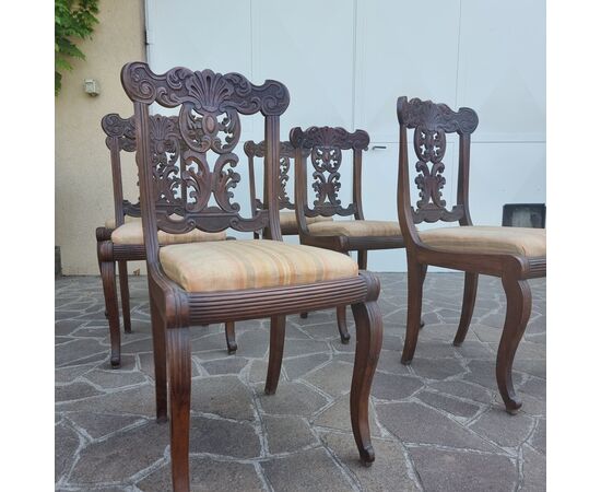 COMPLETE SET OF 6 19TH CENTURY WALNUT CHAIRS COMPLETE SET OF 6 19TH CENTURY WALNUT CHAIRS