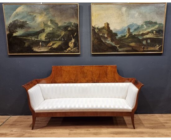 Imperial Biedermeier sofa in walnut from 1830 Vienna