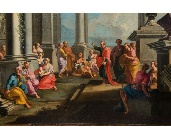 Alberto Carlieri (Roma 1672-1720), Capriccio architettonico con la predica di san Paolo nell'Areopago di Atene, dipinto olio su tela