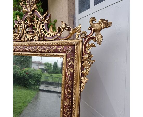 IMPORTANTE SPECCHIERA LIGNEA DEL 1850 LACCATA E DORATA  VENEZIA  CON FREGIO IMPORTANTE SPECCHIERA LIGNEA DEL 1850 LACCATA E DORATA  VENEZIA  CON FREGIO