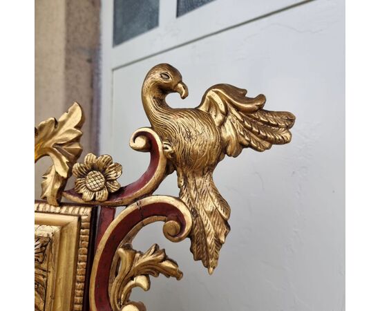 IMPORTANTE SPECCHIERA LIGNEA DEL 1850 LACCATA E DORATA  VENEZIA  CON FREGIO IMPORTANTE SPECCHIERA LIGNEA DEL 1850 LACCATA E DORATA  VENEZIA  CON FREGIO