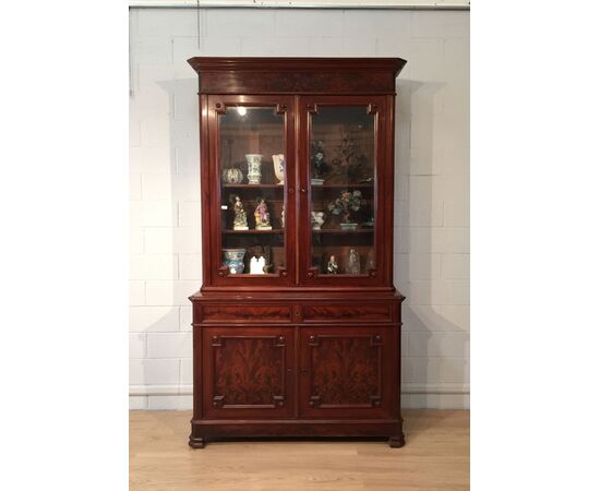 Mahogany feather bookcase, France, 19th century