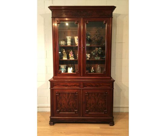 Mahogany feather bookcase, France, 19th century