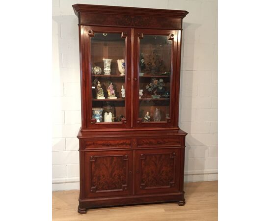 Mahogany feather bookcase, France, 19th century