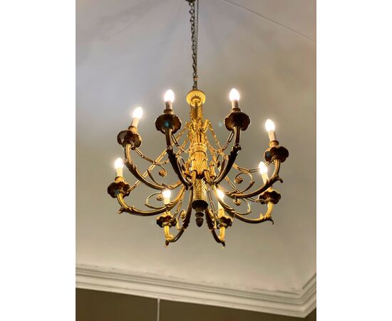 Eight-light gilded bronze chandelier, France, Louis XVI style, late 19th century