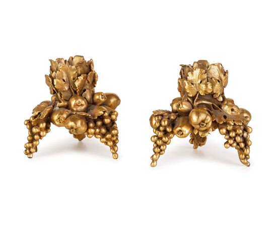 Pair of gilded bronze candlesticks, France, 20th century, Louis XVI style