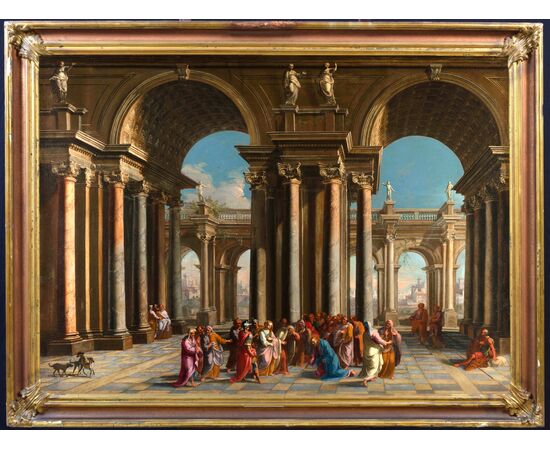 Alberto Carlieri (Roma 1672-1720), Cristo e l’adultera, dipinto olio su tela