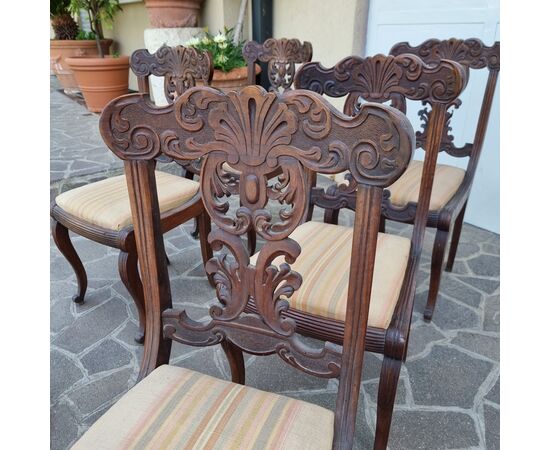 COMPLETE SET OF 6 19TH CENTURY WALNUT CHAIRS COMPLETE SET OF 6 19TH CENTURY WALNUT CHAIRS
