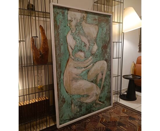 Oil on oxidized copper, Venus in the Bath, work by Alessandro La Motta