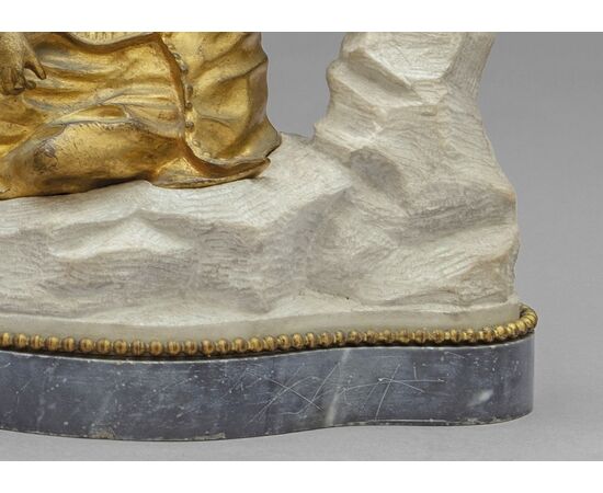 Pair of gilded bronze sculptures on marble base depicting Chinese figures, France, 18th century Pair of gilded bronze sculptures on marble base depicting Chinese figures, France, 18th century