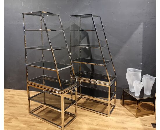 Elegant Vintage Chrome Steel Etagere: Style and Functionality