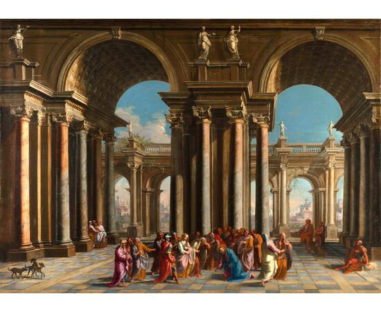Alberto Carlieri (Roma 1672-1720), Cristo e l’adultera, dipinto olio su tela