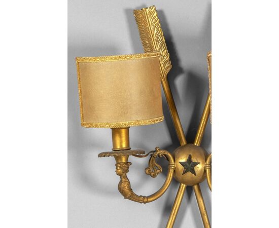 Pair of gilded bronze sconces, France, first half of the 19th century, Empire style