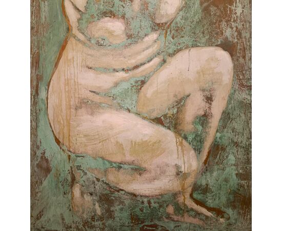 Oil on oxidized copper, Venus in the Bath, work by Alessandro La Motta