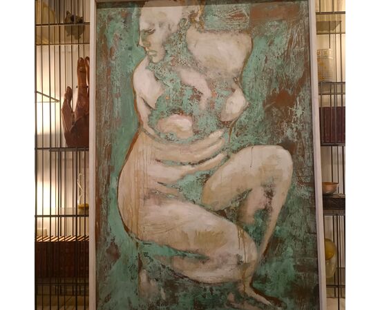 Oil on oxidized copper, Venus in the Bath, work by Alessandro La Motta