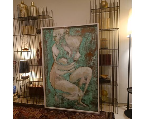 Oil on oxidized copper, Venus in the Bath, work by Alessandro La Motta
