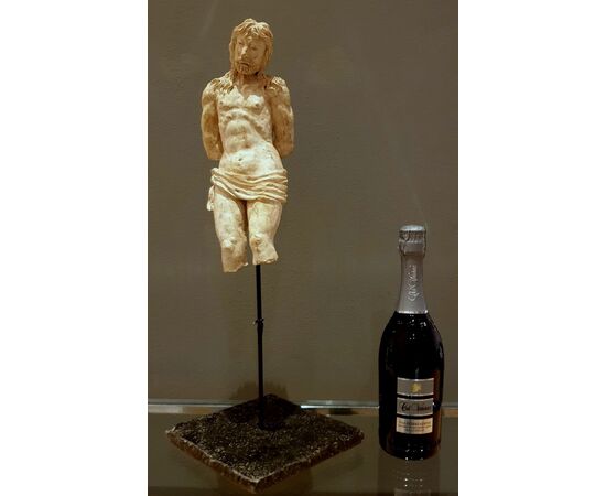 19th-century terracotta sculptural sketch of Christ at the Column
