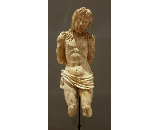 19th-century terracotta sculptural sketch of Christ at the Column