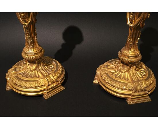 Pair of gilded bronze candlesticks, France early 19th century