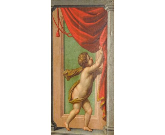 Large neoclassical screen with four panels painted in oil on canvas, Italy, second half of the 18th century