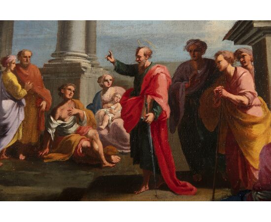 Alberto Carlieri (Roma 1672-1720), Capriccio architettonico con la predica di san Paolo nell'Areopago di Atene, dipinto olio su tela