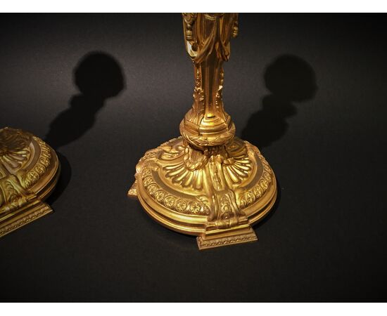Pair of gilded bronze candlesticks, France early 19th century