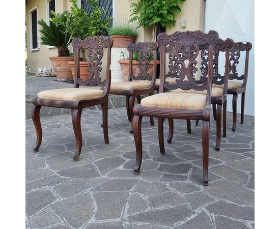 COMPLETE SET OF 6 19TH CENTURY WALNUT CHAIRS COMPLETE SET OF 6 19TH CENTURY WALNUT CHAIRS