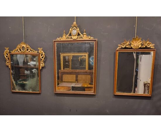 (3) 18th Century Louis XVI Mirror Frame with Gilded Crest, Venice