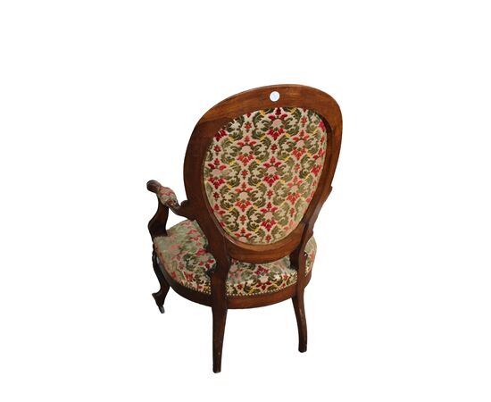 Louis Philippe style walnut medallion armchair - 19th century Louis Philippe style walnut medallion armchair - 19th century