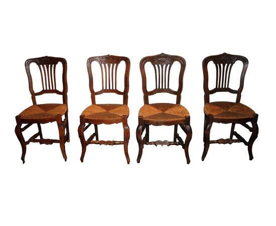 Group of 4 French Provençal chairs from the late 19th century Group of 4 French Provençal chairs from the late 19th century