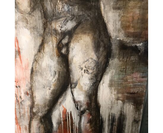 Coppia di olii su tela nudo figurativo arte moderna firmato
