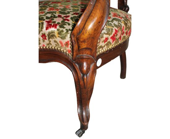 Louis Philippe style walnut medallion armchair - 19th century Louis Philippe style walnut medallion armchair - 19th century