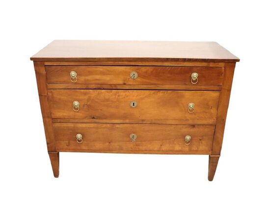 Antique solid walnut chest of drawers, Louis XVI period, 18th century