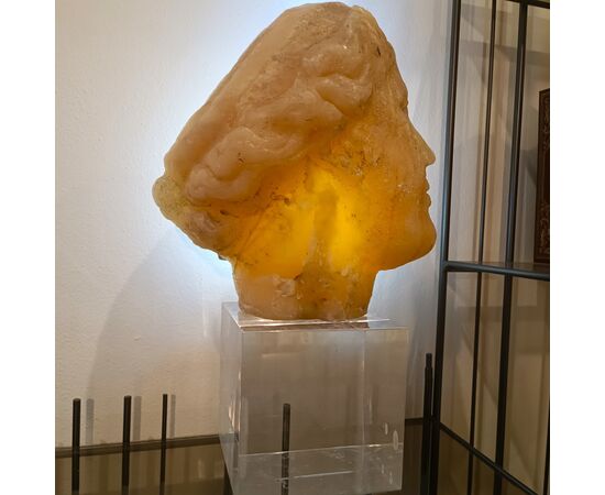 Scultura accademica del ‘900 in cera testa di Venere effetto ambra