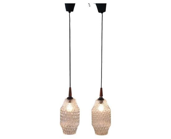 Lampade a sospensione in vetro di Murano anni '60, set di 2