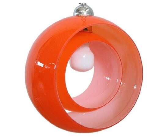 Lampada a sopsensione anni '60 in vetro di Murano incamiciato