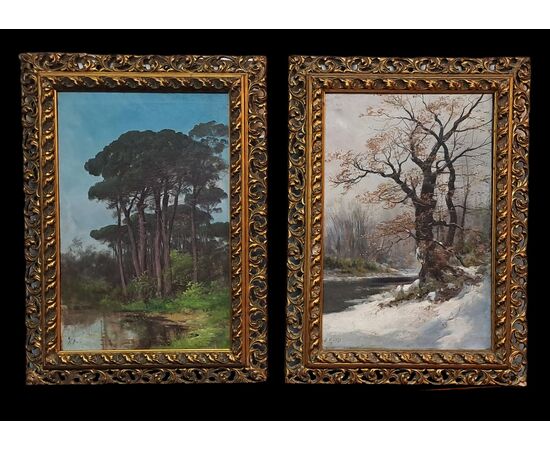 COPPIA DI PAESAGGI - HENRY MARKO' - (1855 - 1921) COPPIA DI PAESAGGI - HENRY MARKO' - (1855 - 1921)