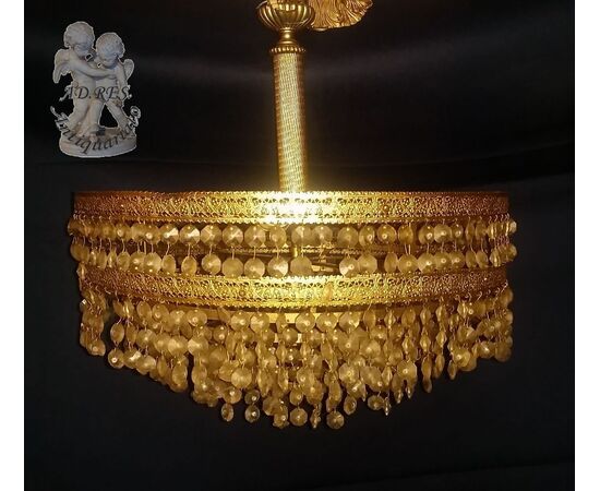 LAMPADARIO IN BRONZO DORATO LAMPADARIO IN BRONZO DORATO